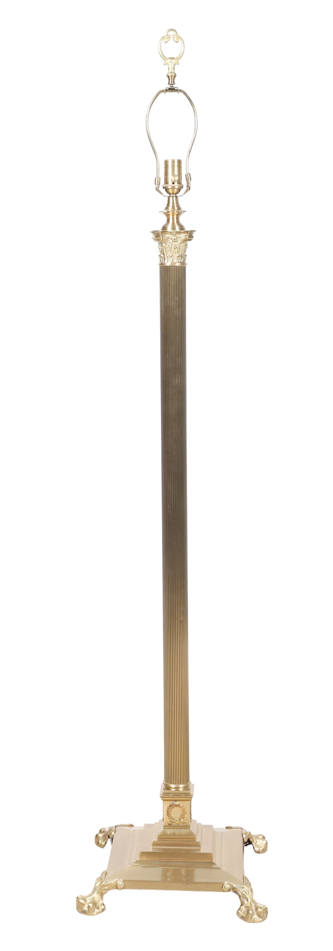 Regency style brass floor lamp,