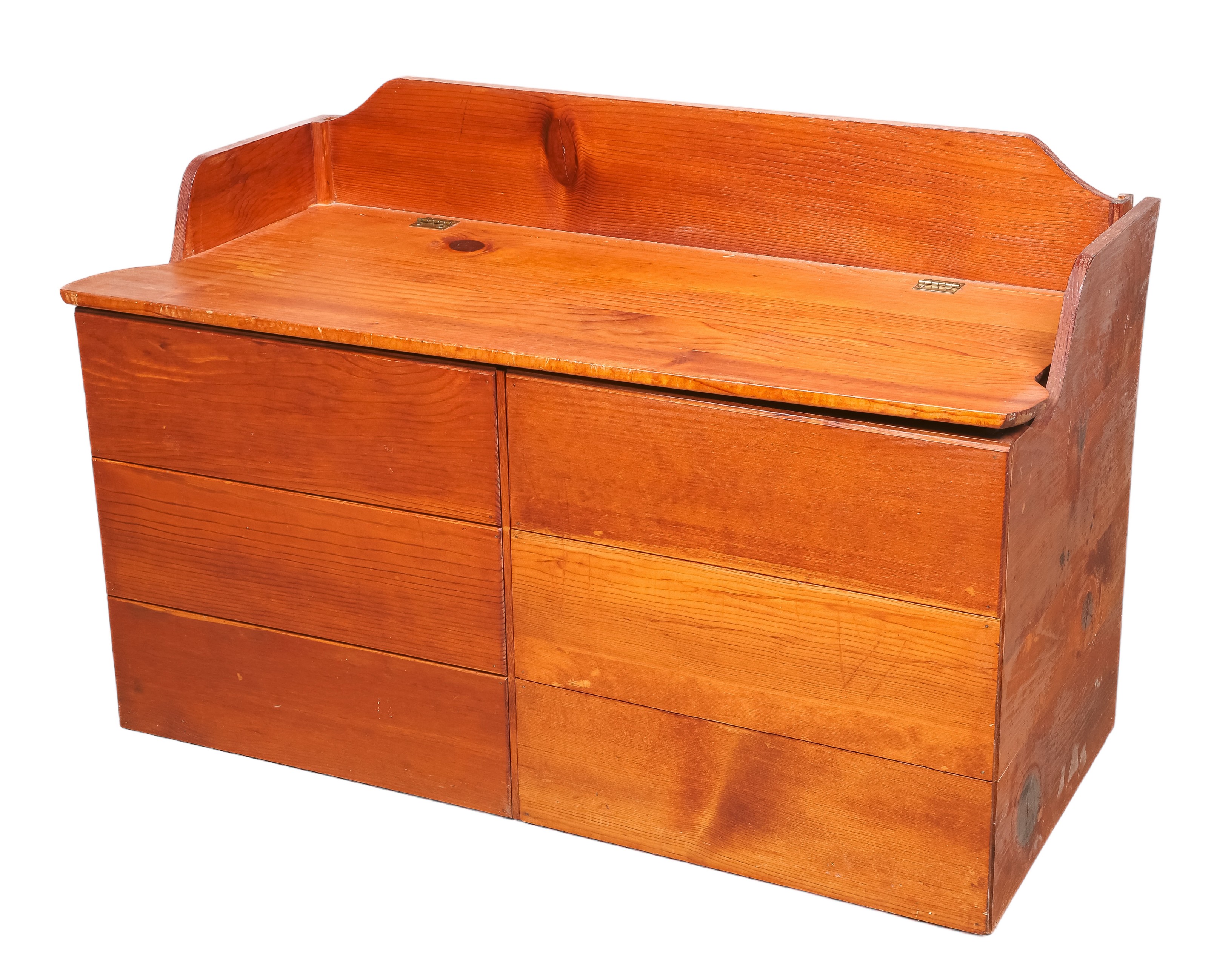 Pine lift lid chest, paneled front,