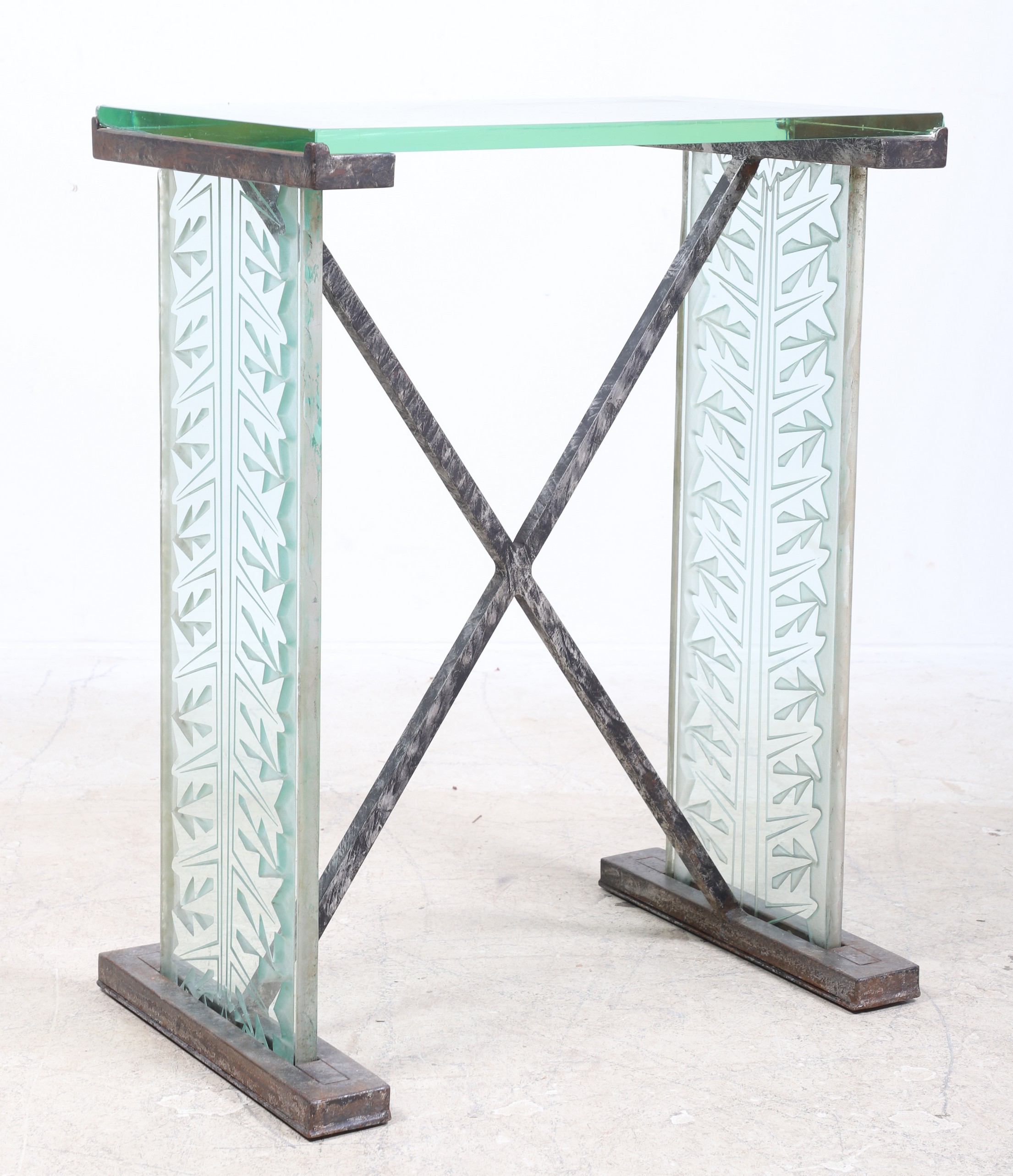 Deco style glass and metal console 2e126c