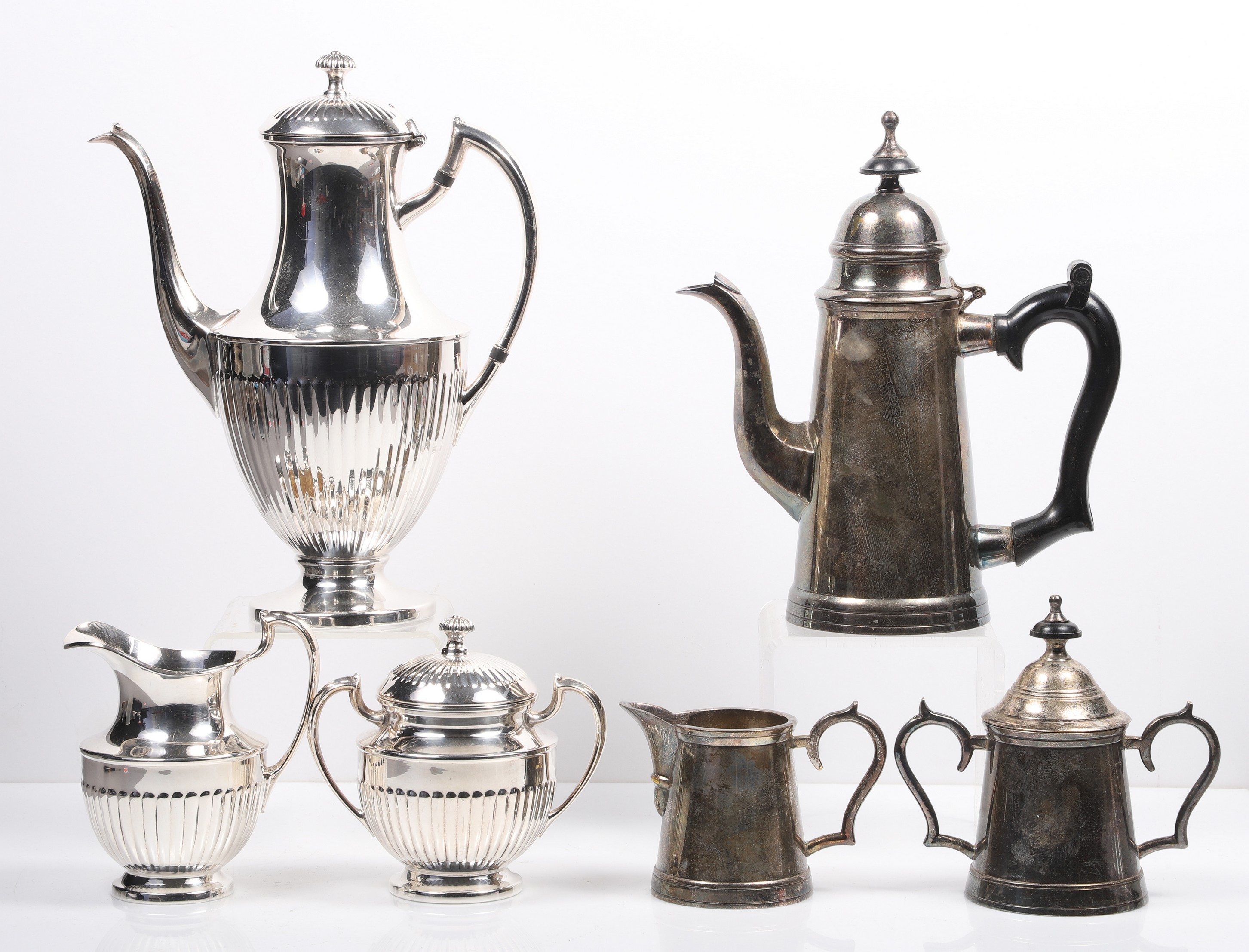 (2) 3-Piece Silver plate coffee