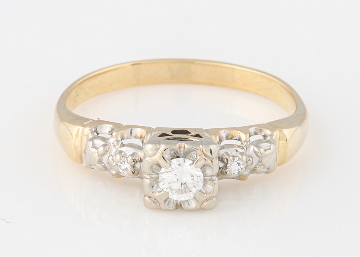 14K Yellow gold engagement ring,