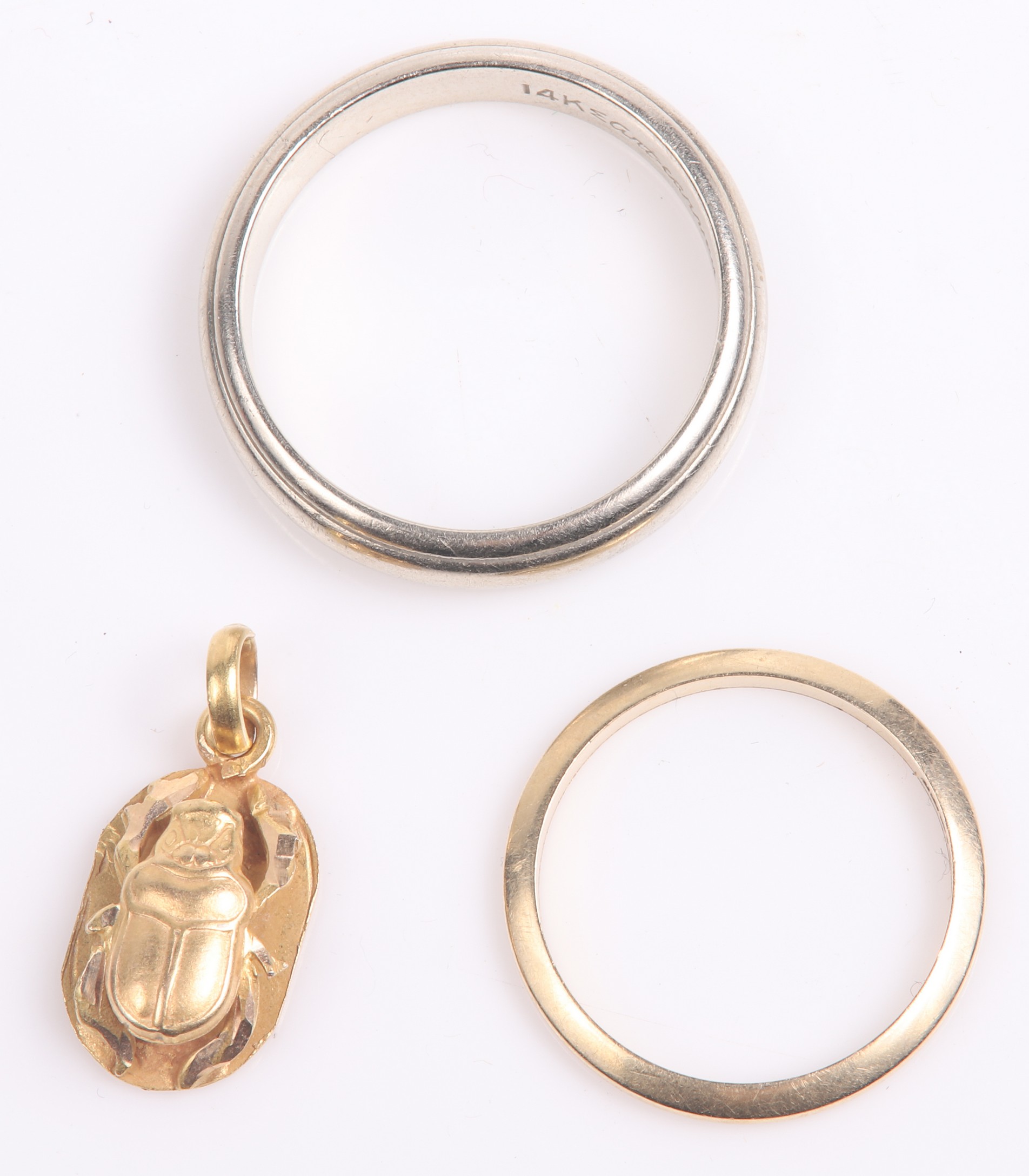 14K Gold bands and scarab charm 2e12c7