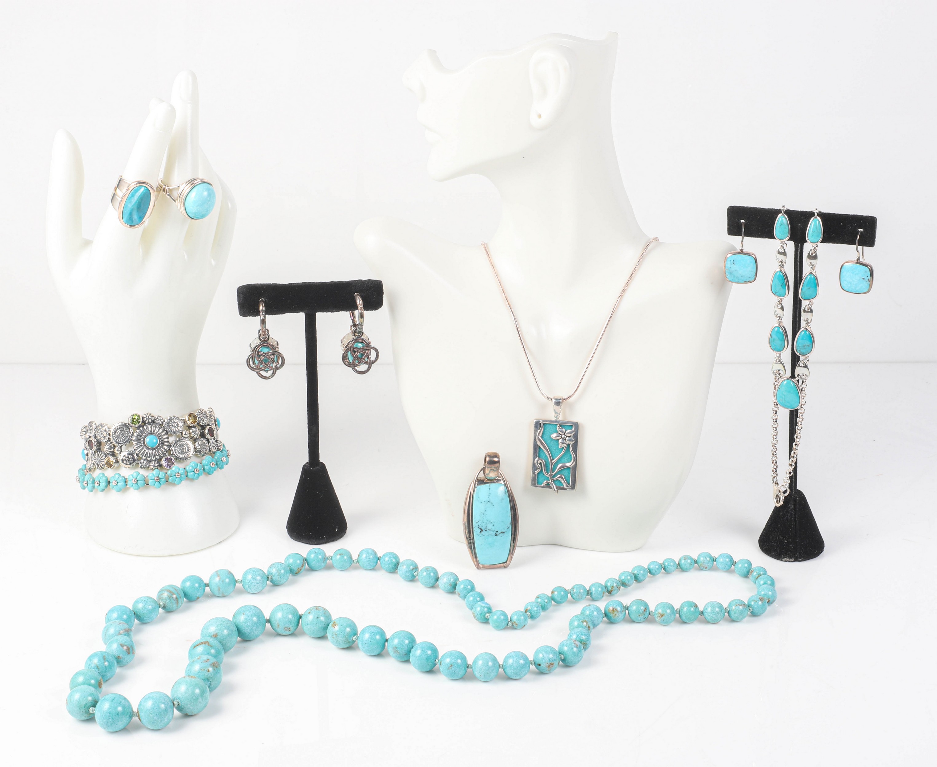 (10) Pc sterling and turquoise