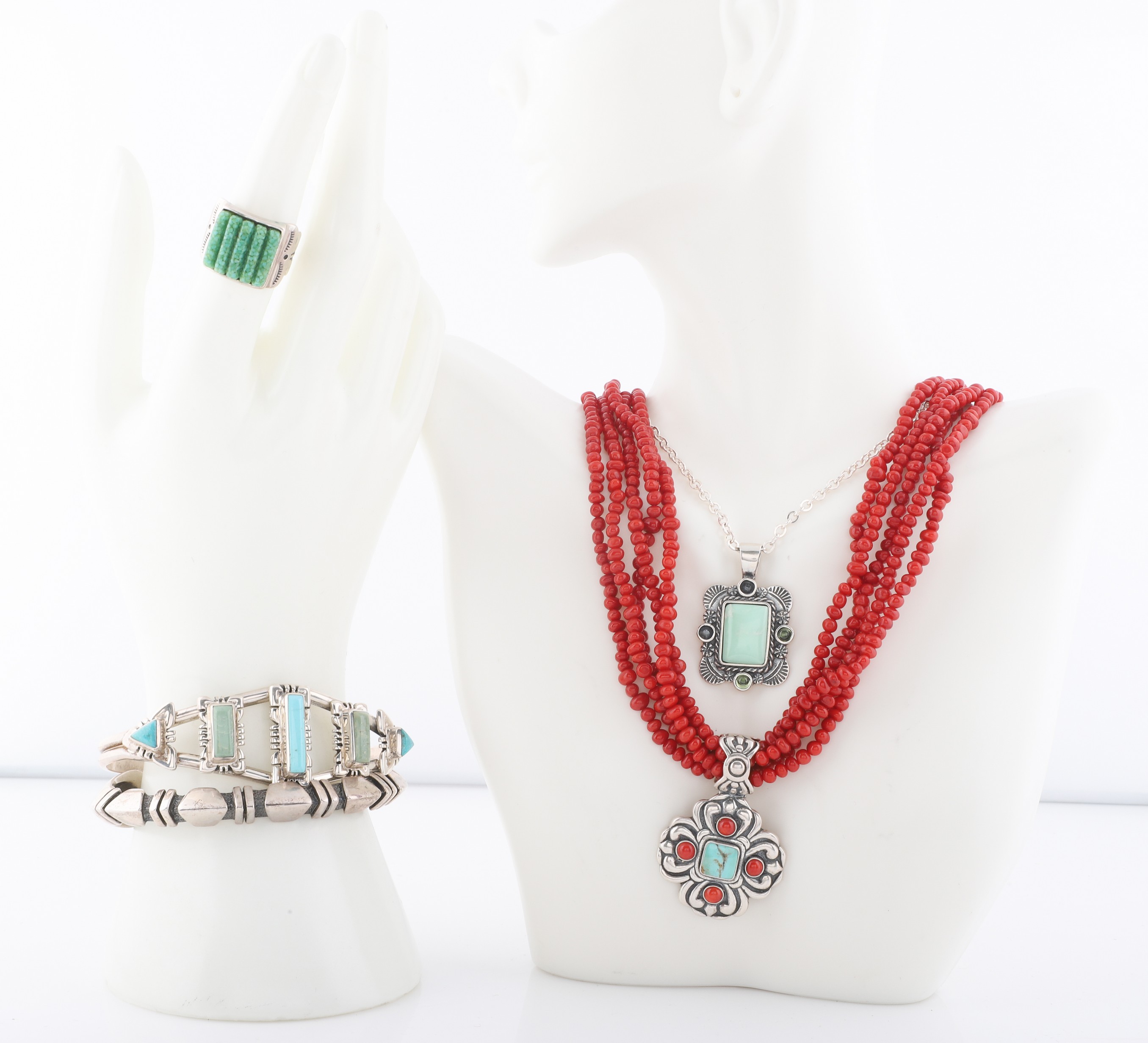 Sterling turquoise and coral jewelry