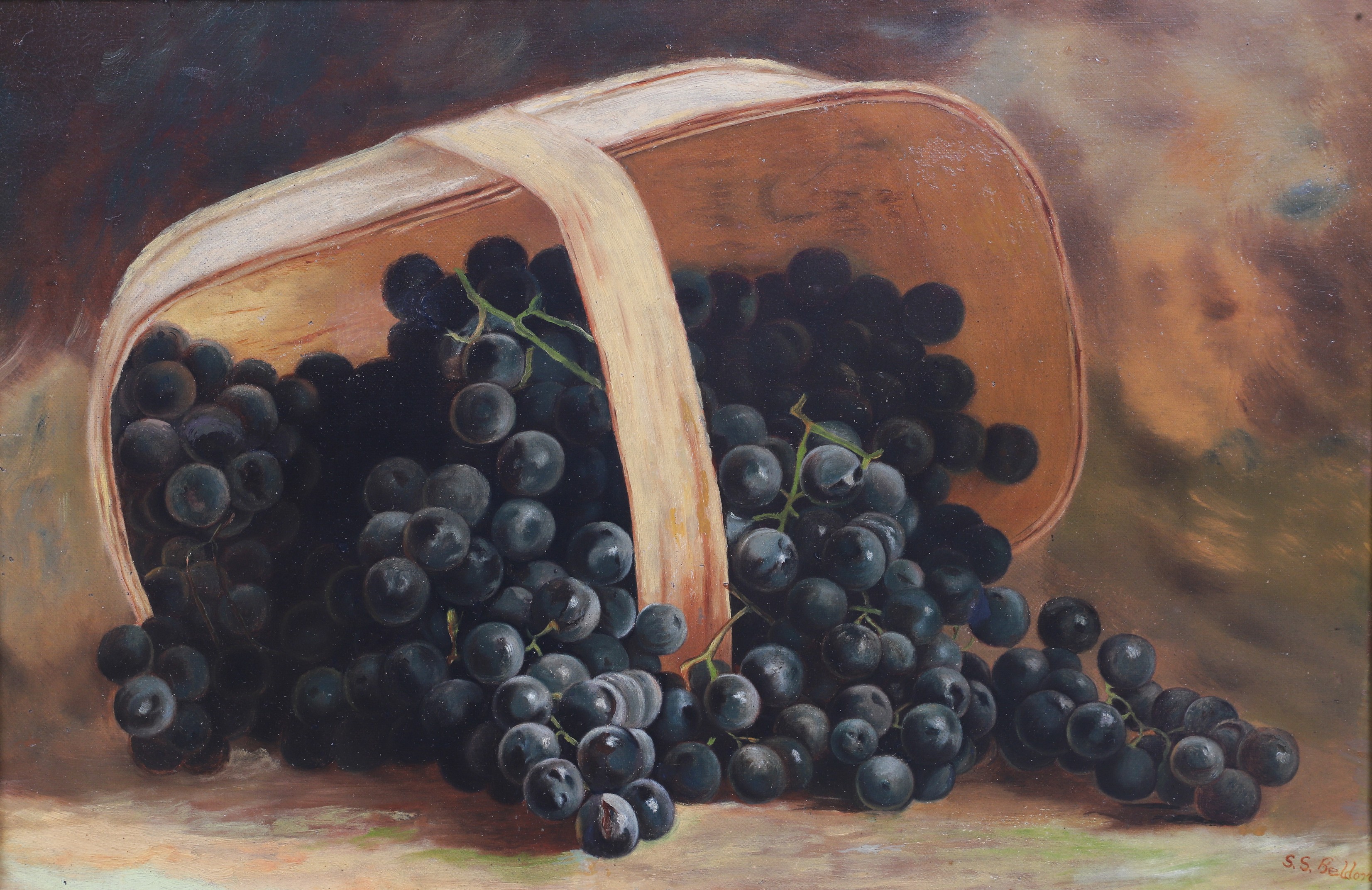 19th C Still life painting Grapes  2e1388