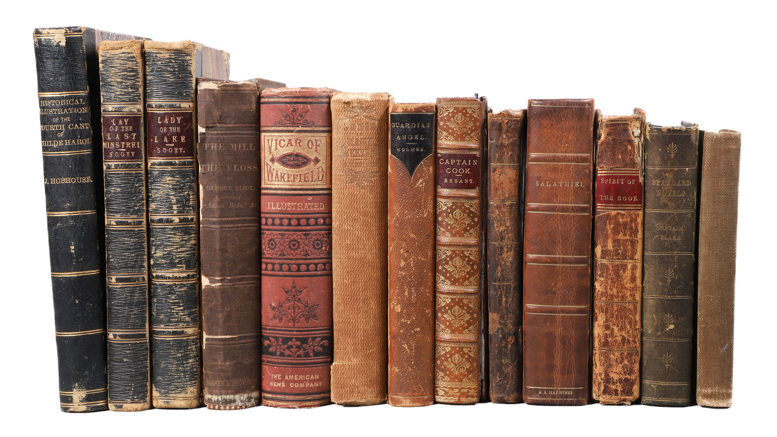 Thirteen 19th century books of fiction,