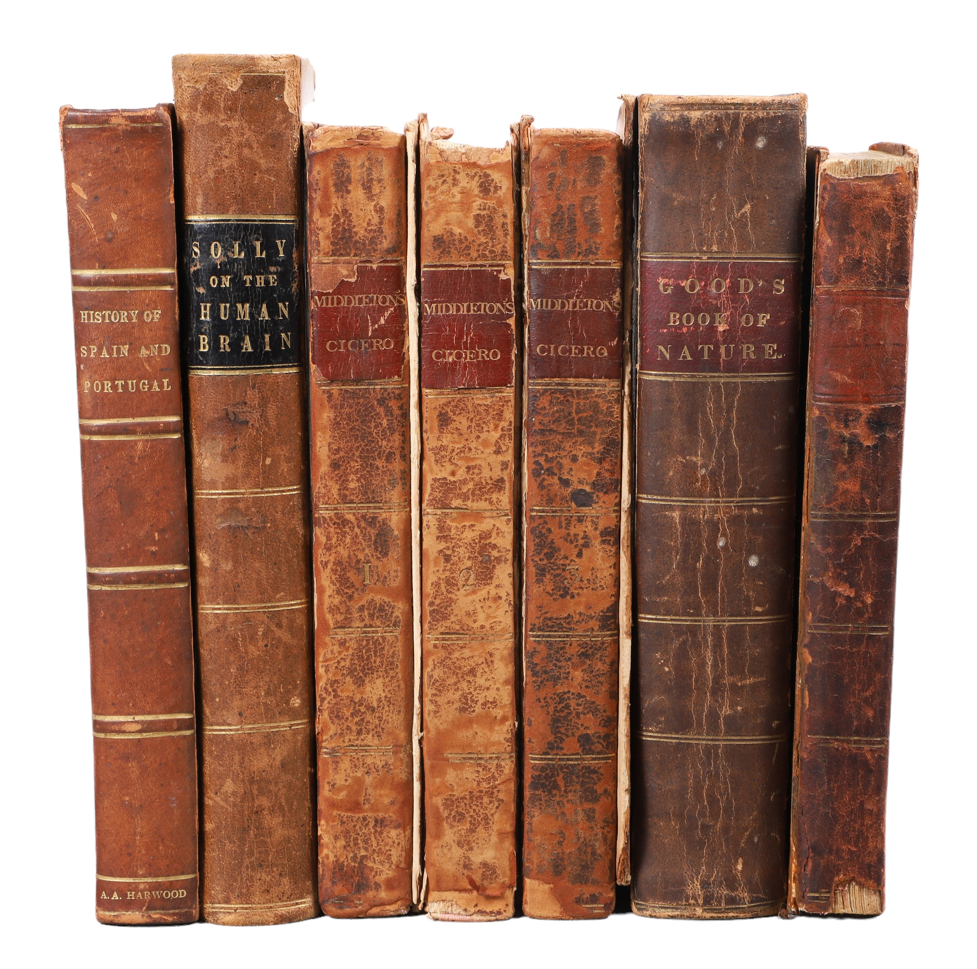 Seven 19th century books, c/o The