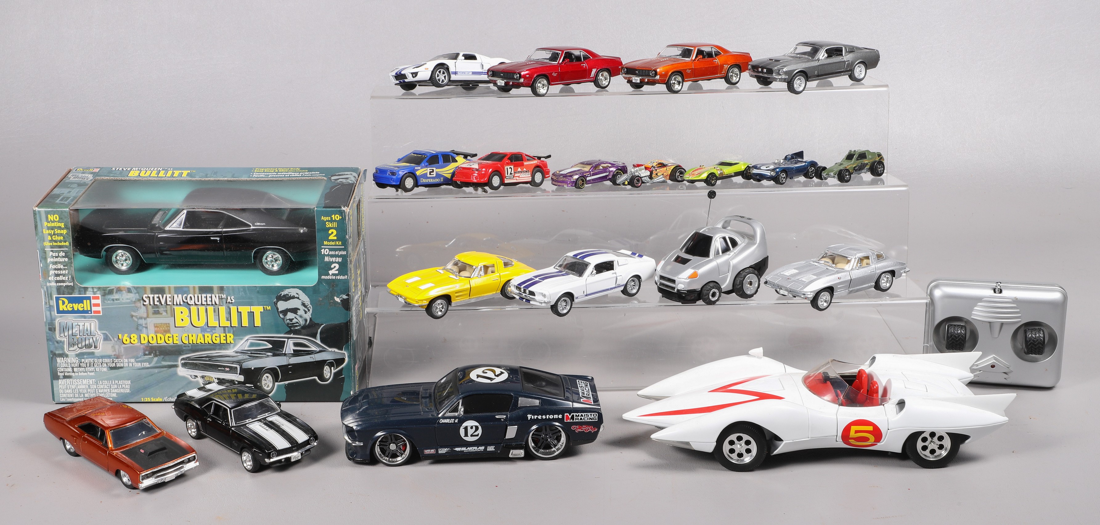 Lot of toy cars, including Revell