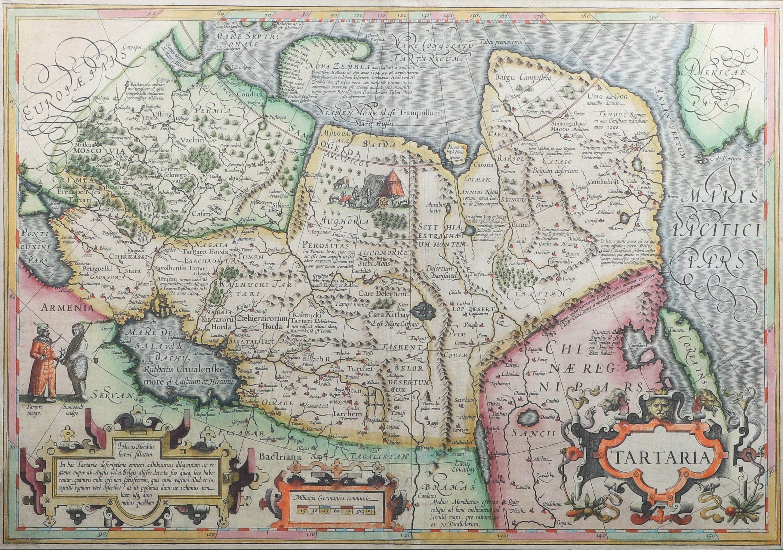 A framed 17th century map of Tartary 2e13cc