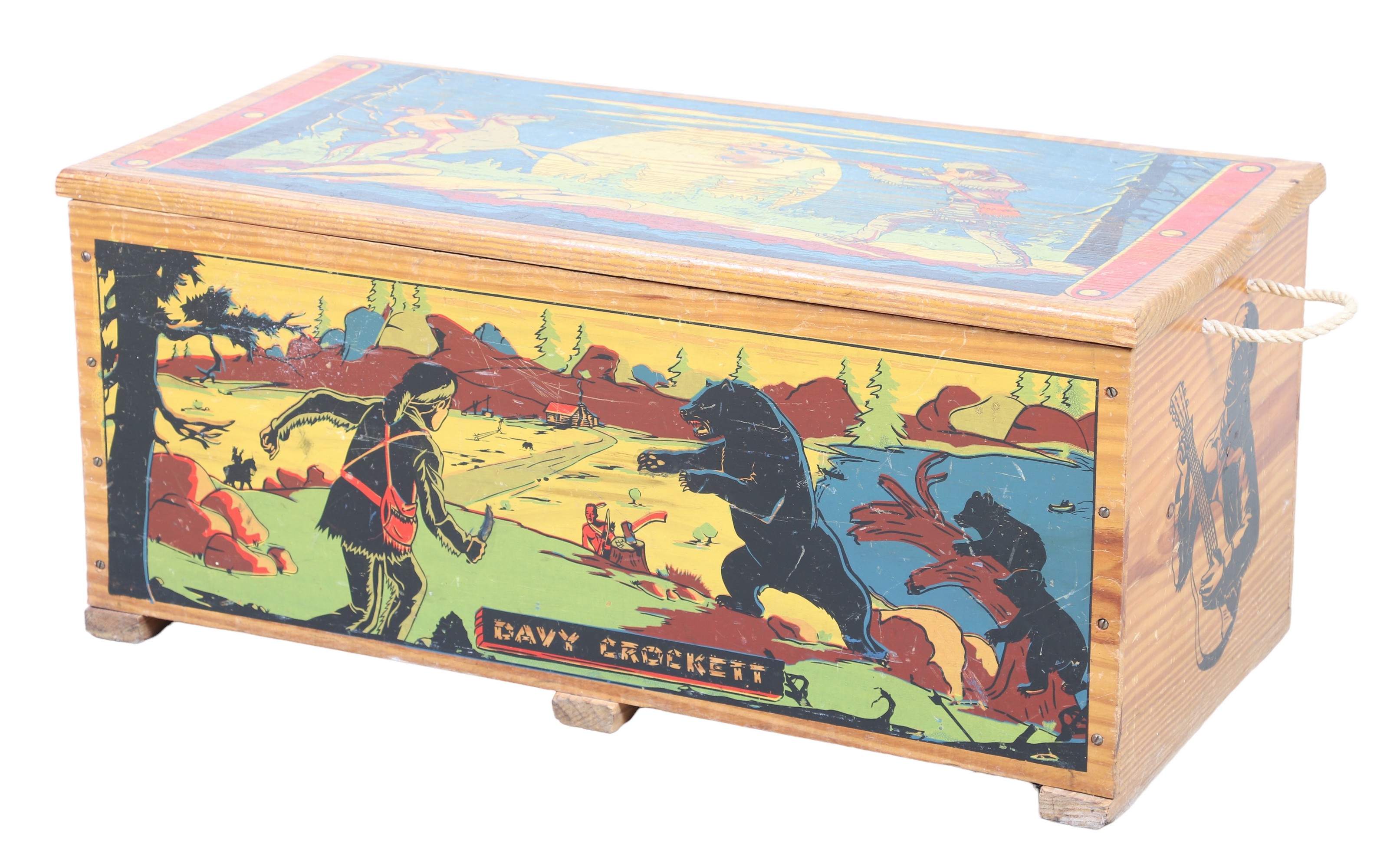 Davy Crockett painted toy box,