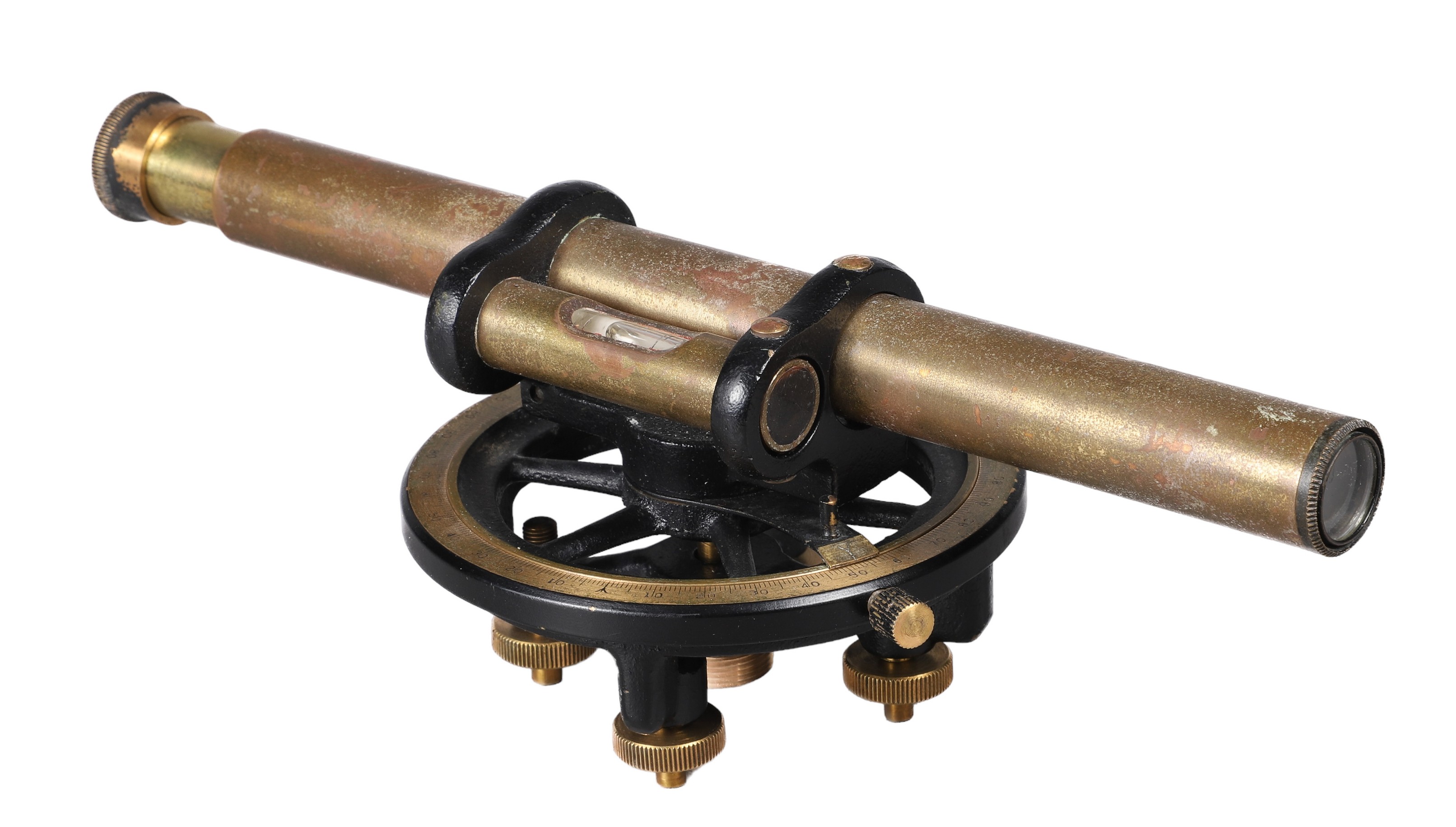 Brass surveyors transit, level mounted