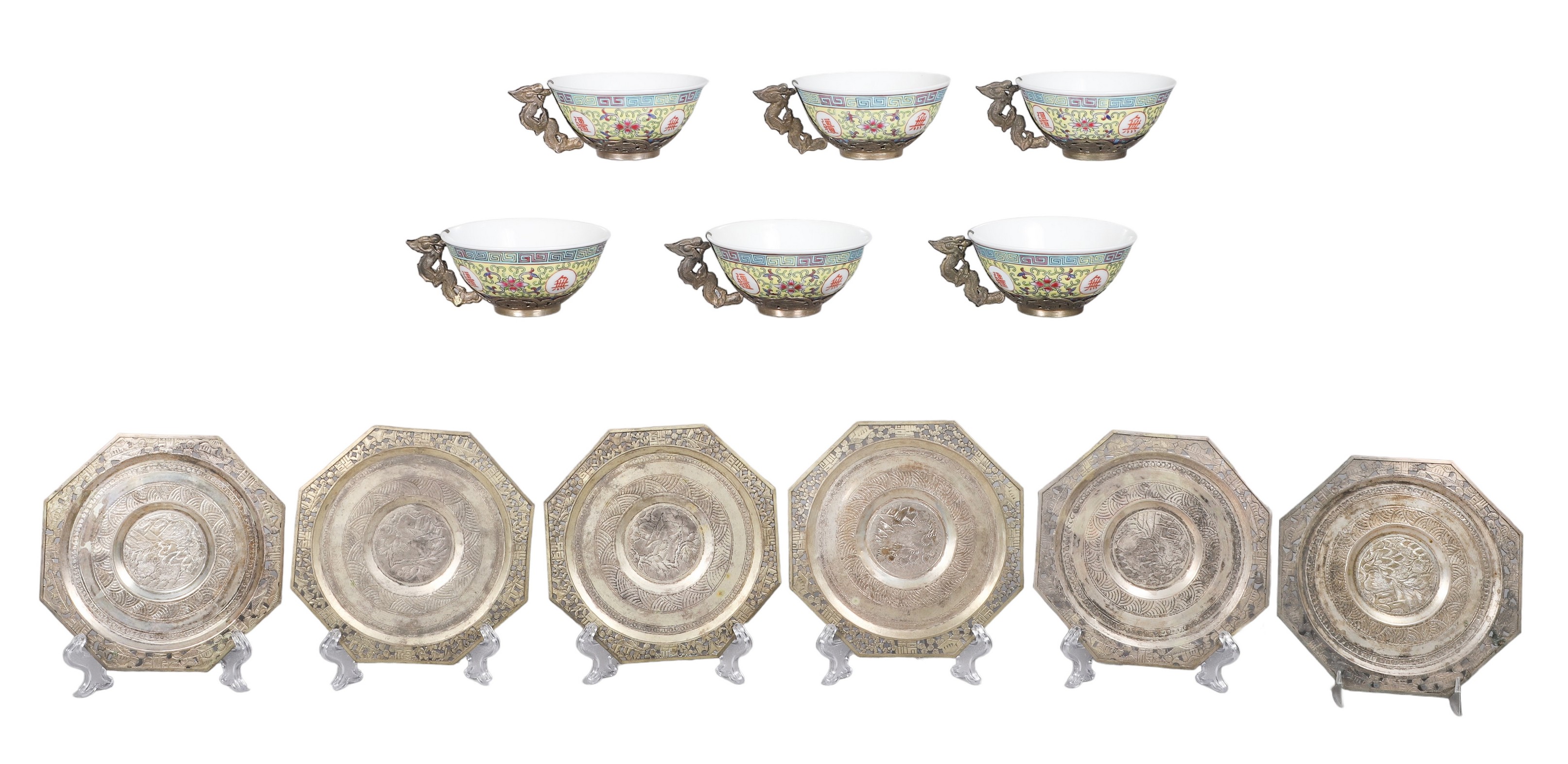 (6) Chinese porcelain teacups &