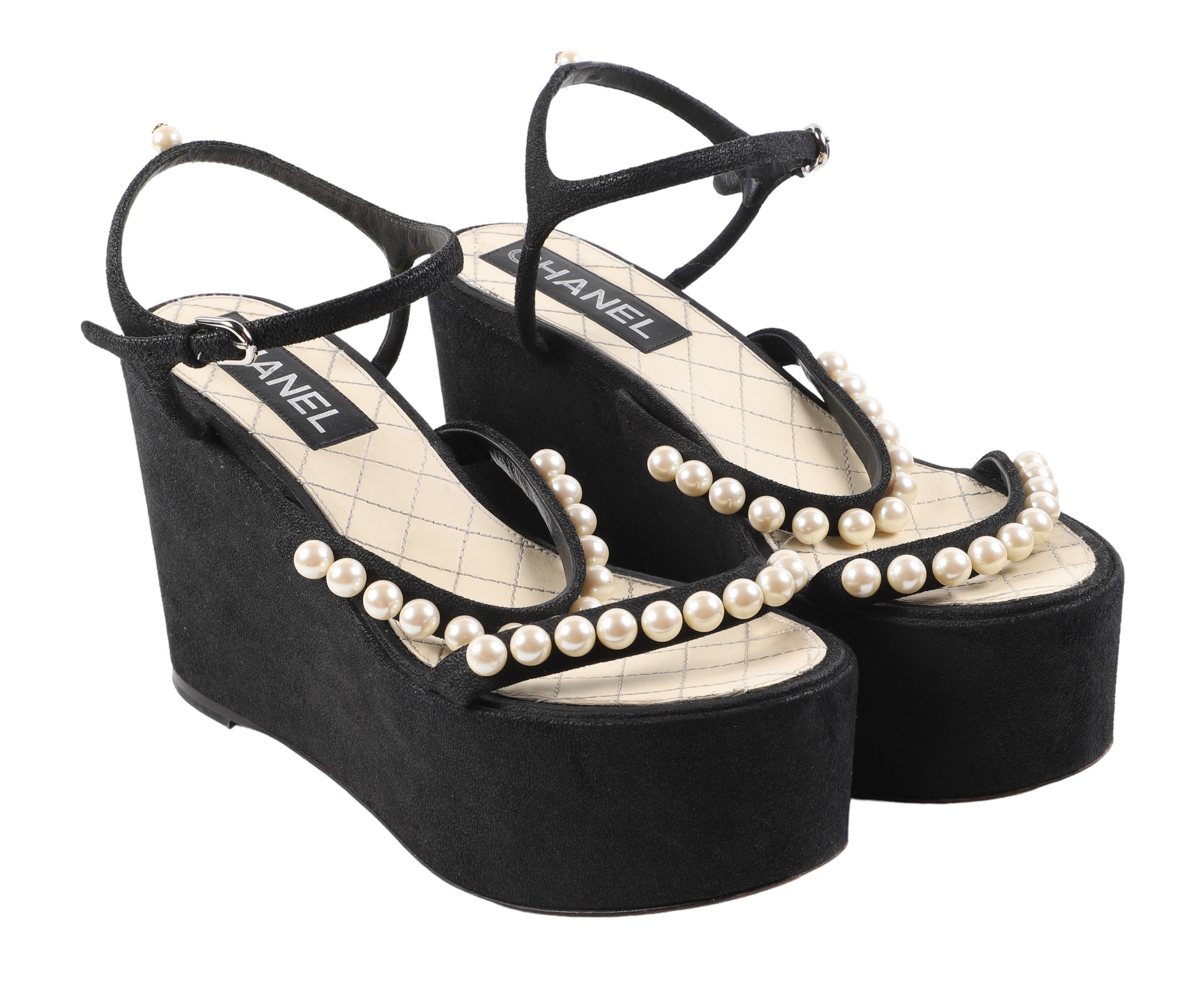Chanel platform pearl sandal ankle 2e1455