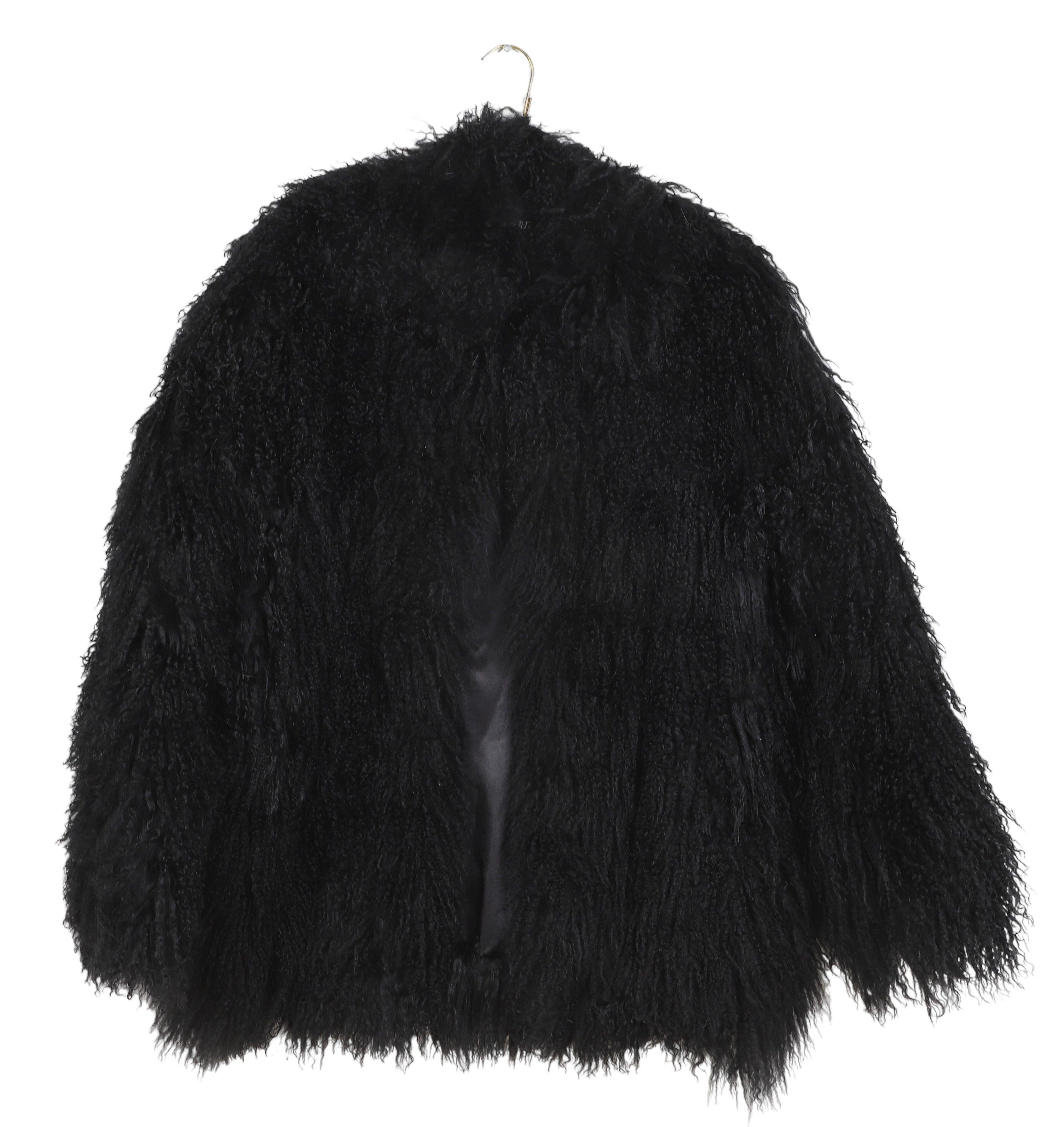 Black Tibetan lamb shag coat polyester 2e1470