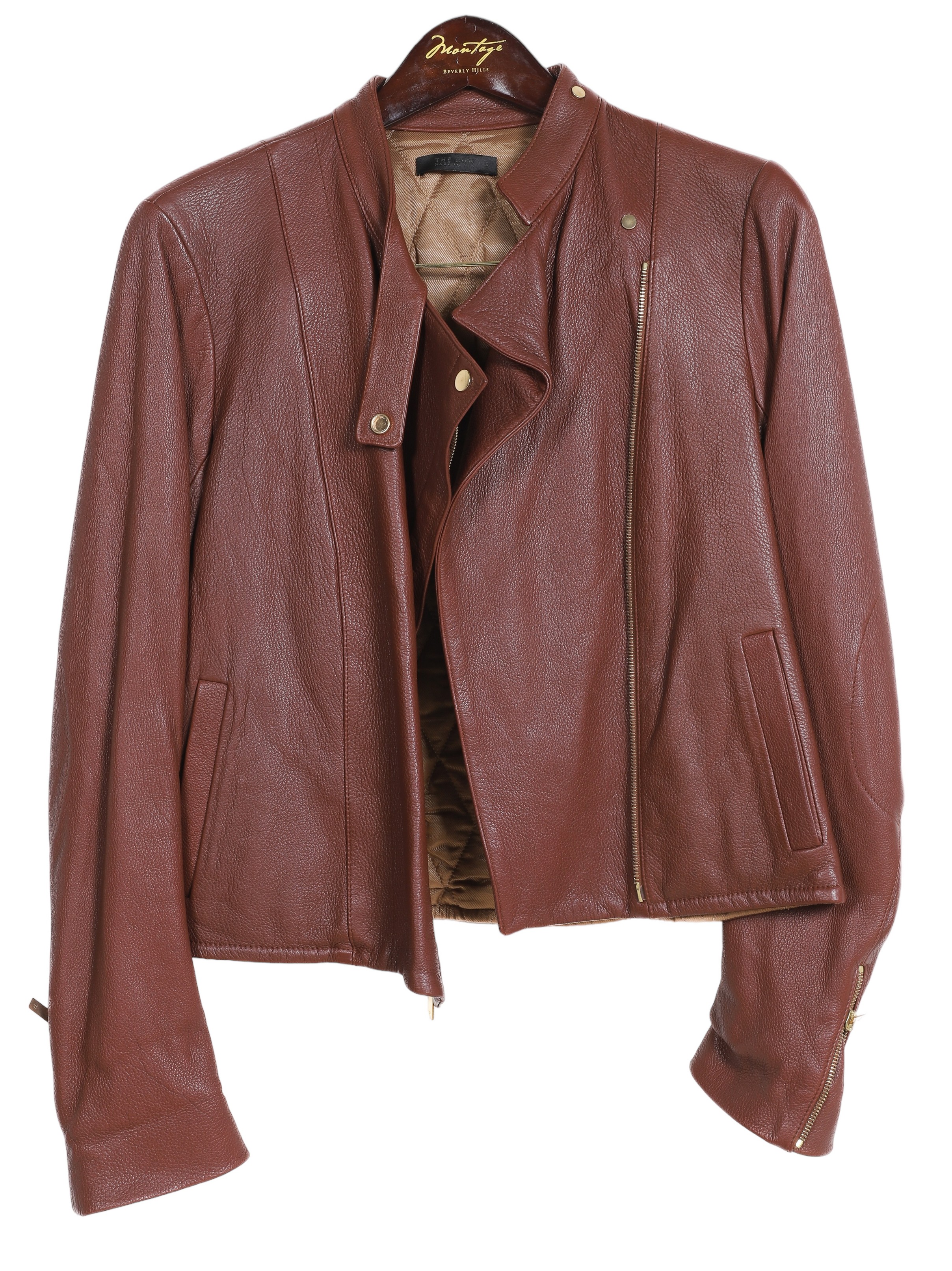 The Row deerskin high neck jacket,