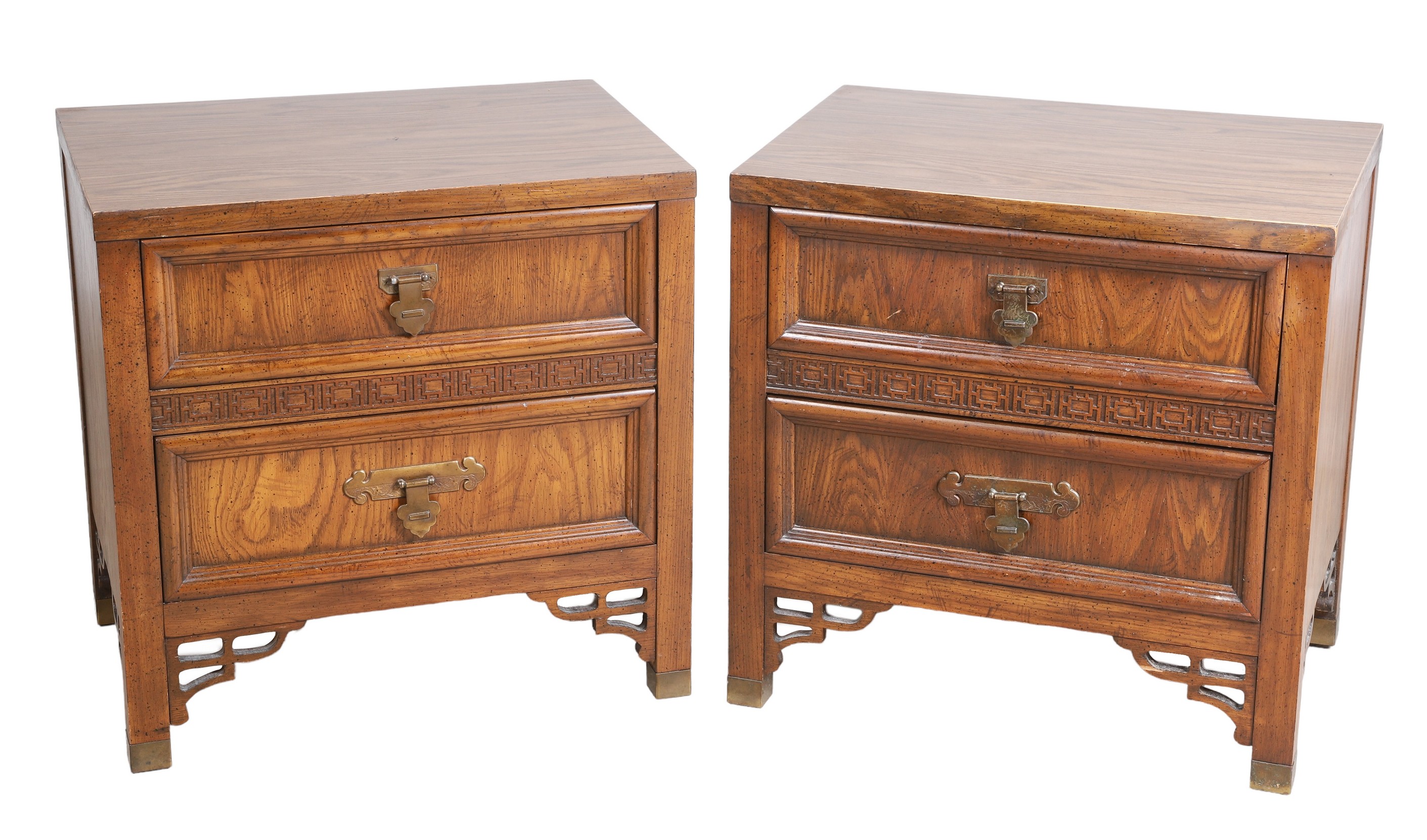 Pair Dixie Asian style walnut veneered