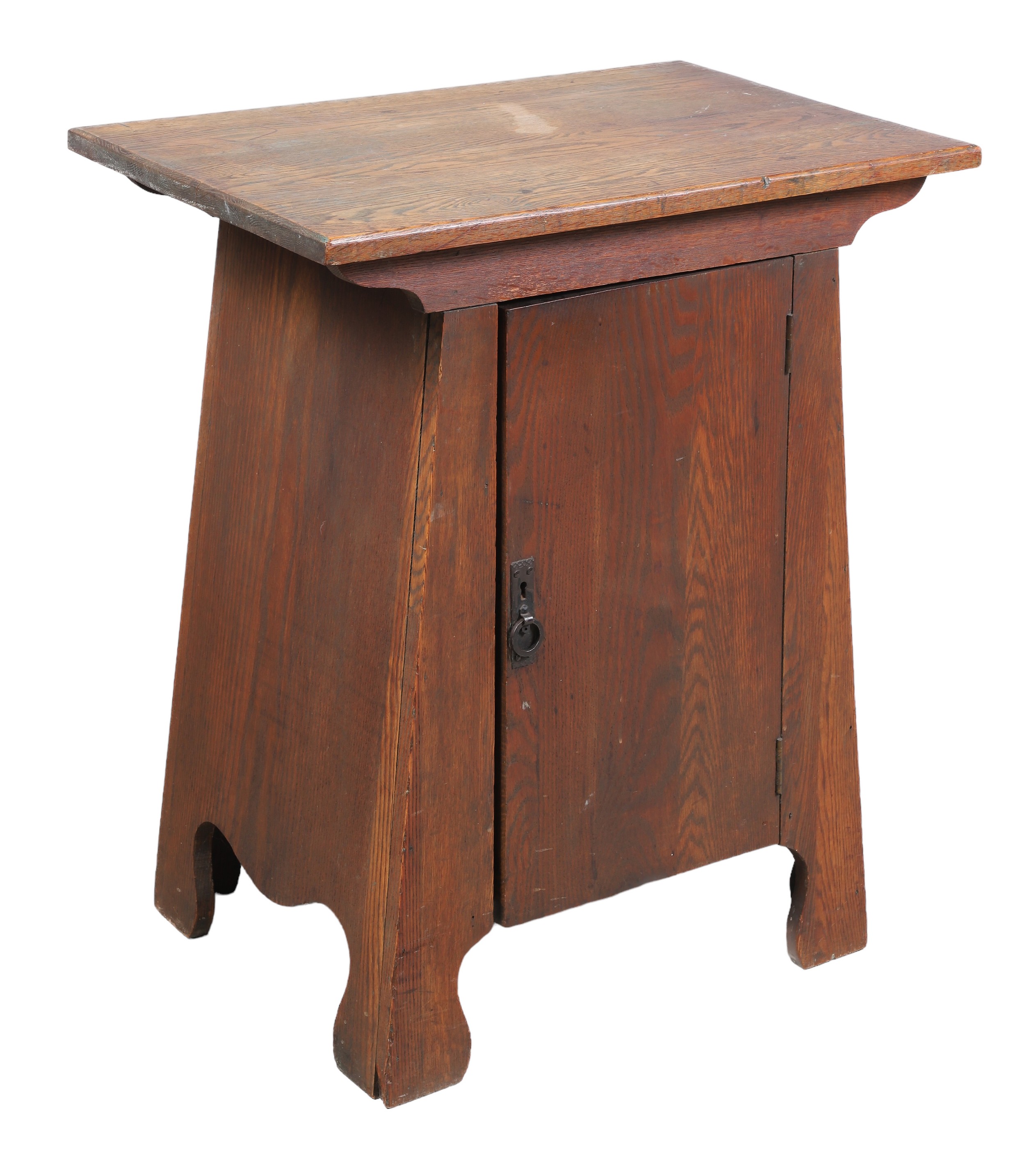 Arts and Crafts oak one door side table,