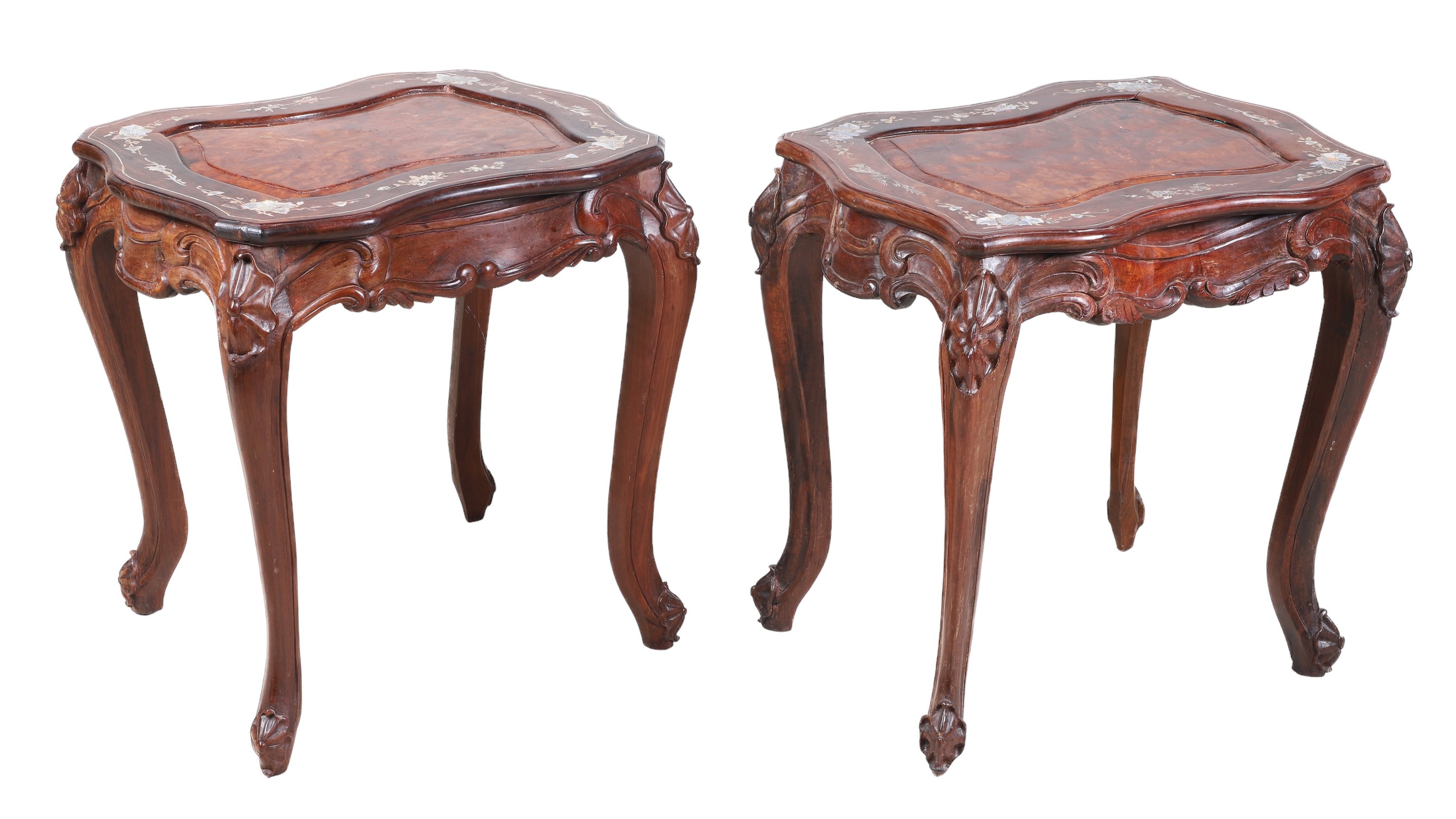 Pair Louis XV style side tables,