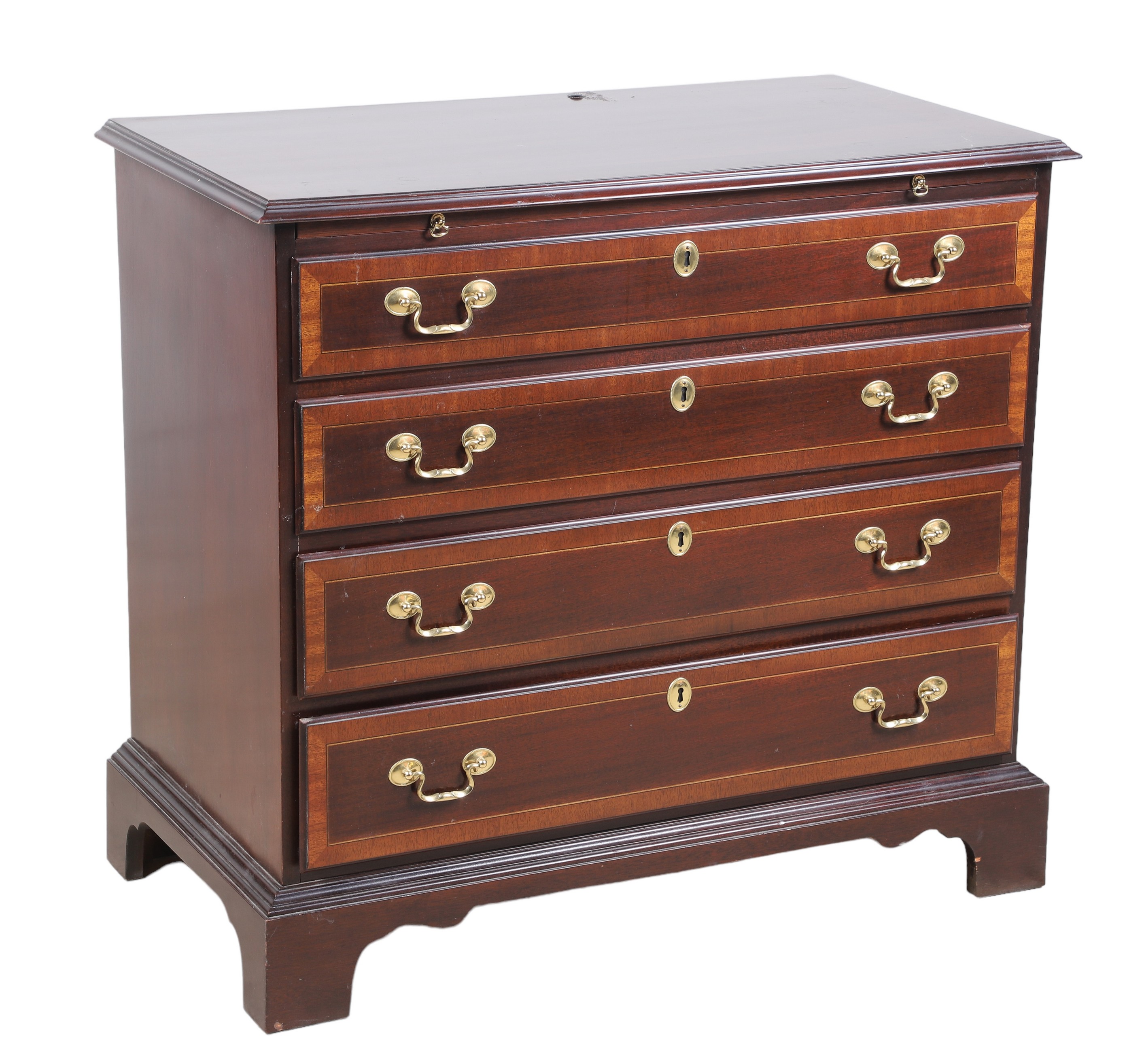 Councill mahogany banded chest of drawers,