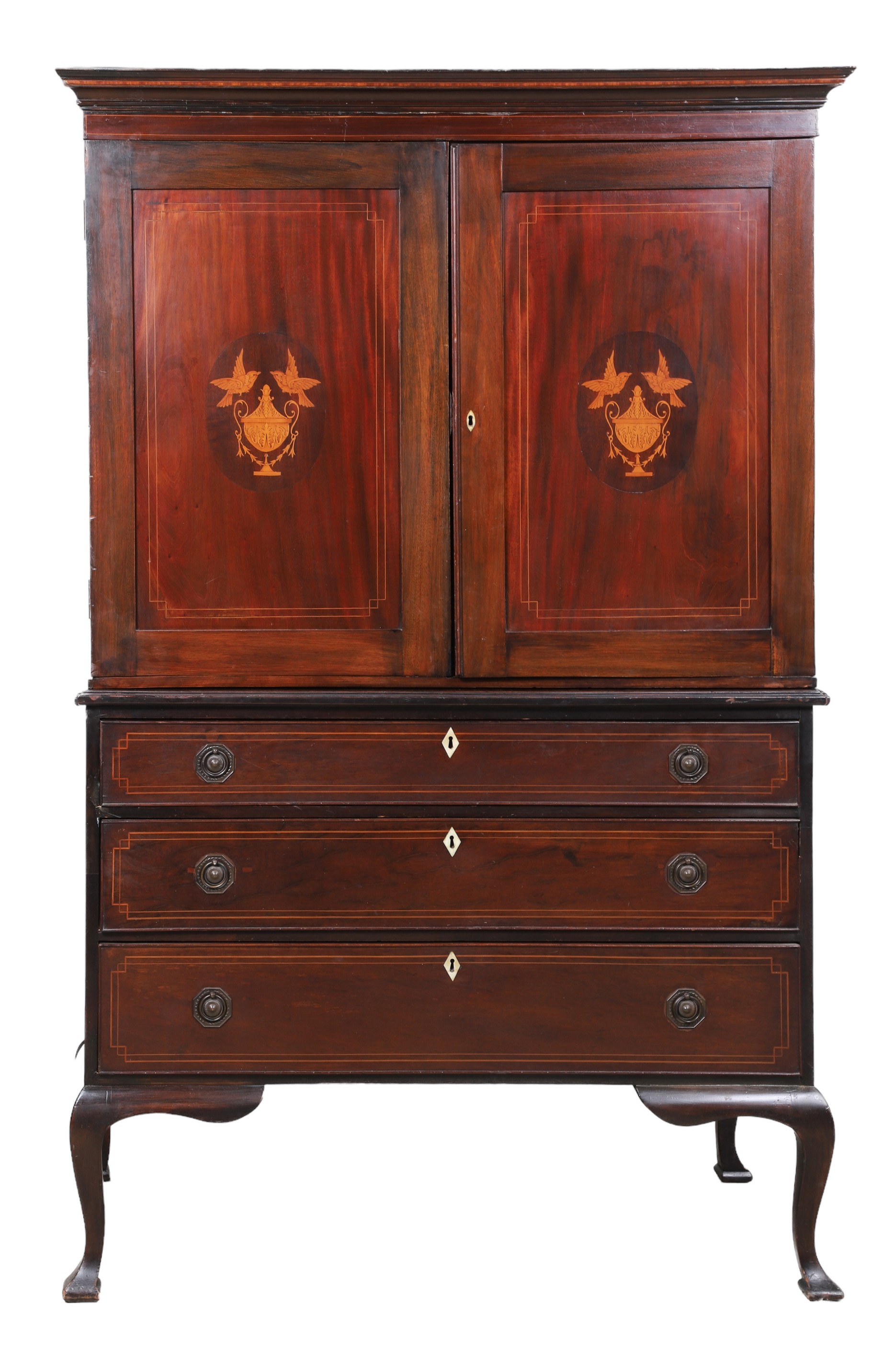 2-pc mahogany inlaid wardrobe,