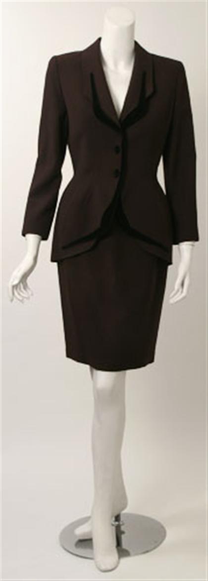 Thierry Mugler aubergine skirt suit