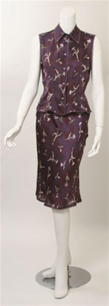 Prada silk floral top and skirt 497d3