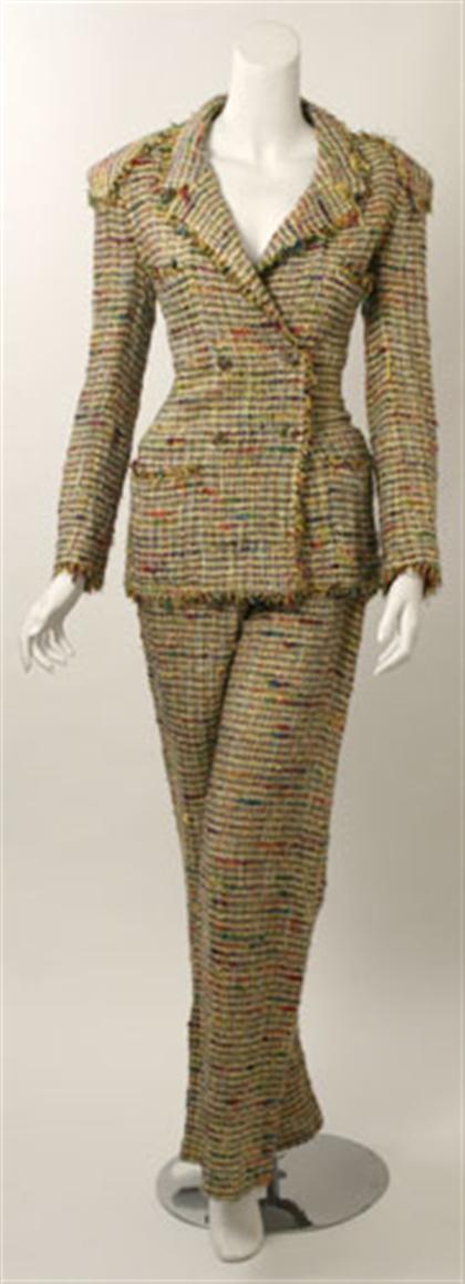 Chanel multicolor tweed pants suit 