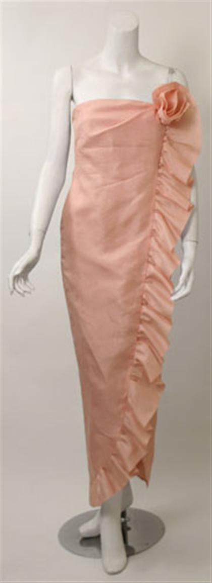 Bill Blass pink strapless evening