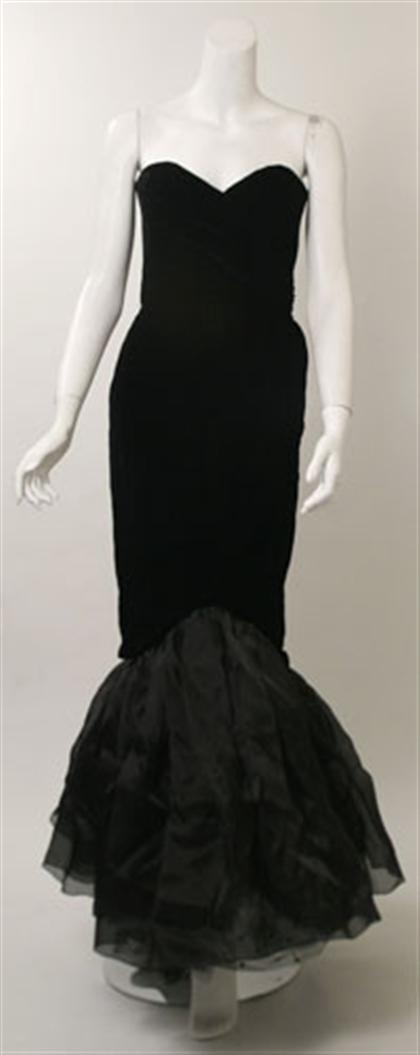 Orsina strapless black velvet flounced hem 497dc