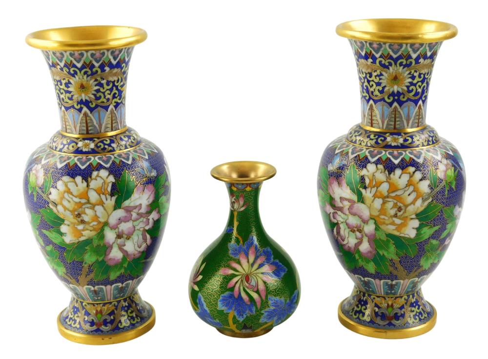 ASIAN THREE CLOISONN VASES  2deedb