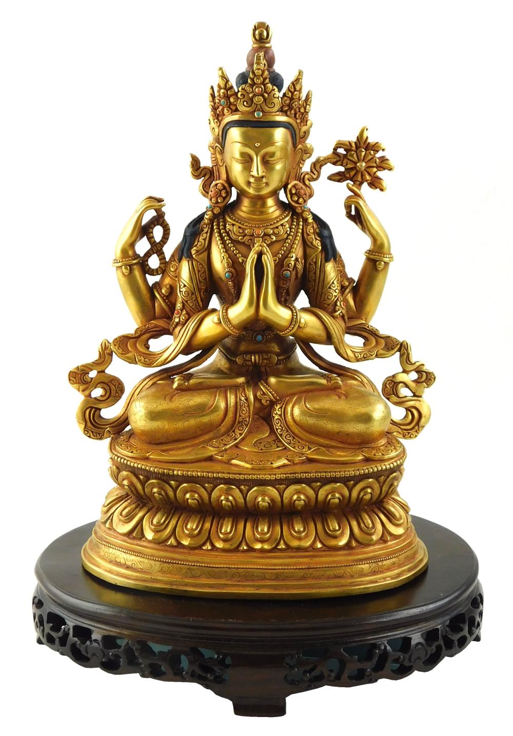 ASIAN GILT BRONZE FIGURE OF AVALOKITESHVARA  2def02