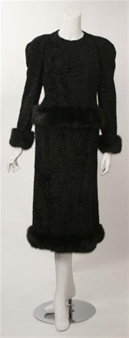 Leon Vissot black broadtail skirt 497ea