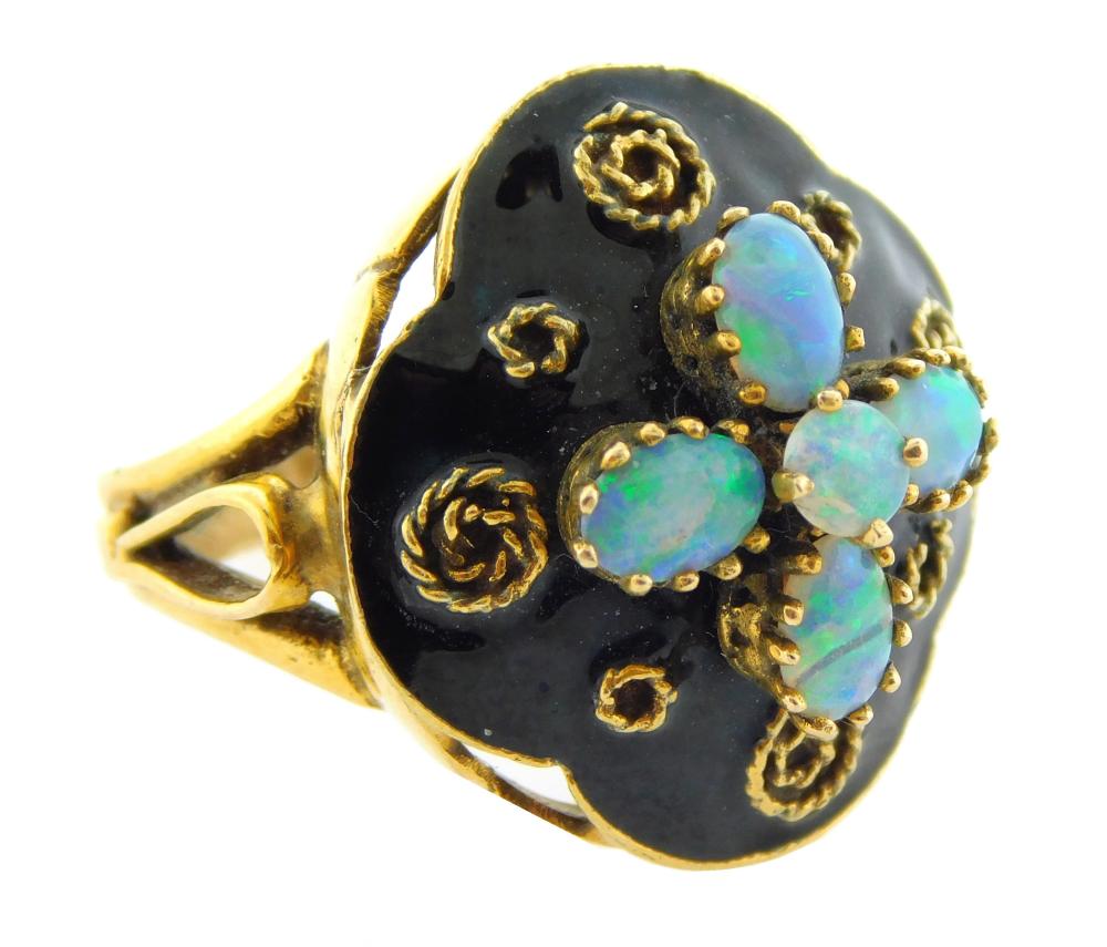 JEWELRY 14K ENAMEL OPAL RING  2def33