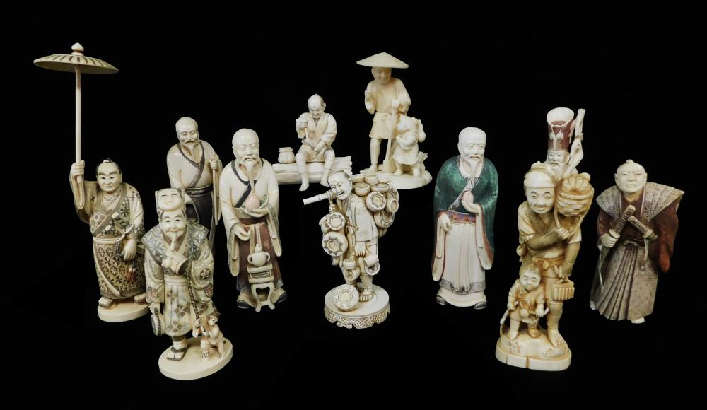 ASIAN ELEVEN JAPANESE CARVED IVORY 2def56