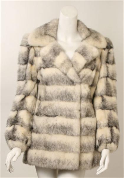 Sporty white and silver mink coat  