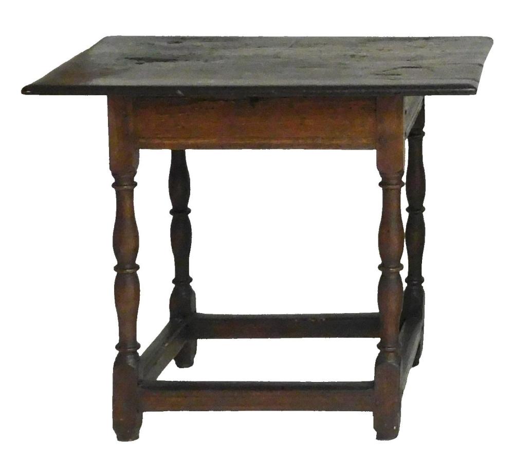 TAVERN TABLE, 18TH C., PLANK TOP