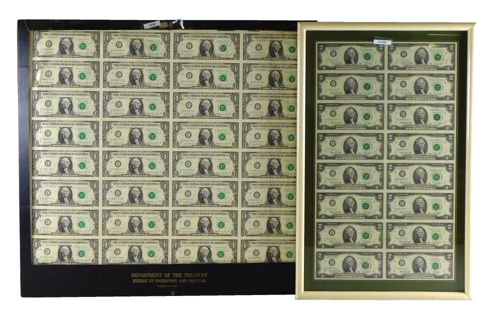 CURRENCY TWO UNCUT CURRENCY SHEETS  2df073