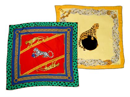 Two Cartier "Jeweled Panther" silk