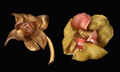 Three floral brooches    Two by