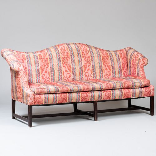 GEORGE III MAHOGANY UPHOLSTERED