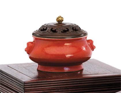 Fine Chinese coral red glazed covered 498e7