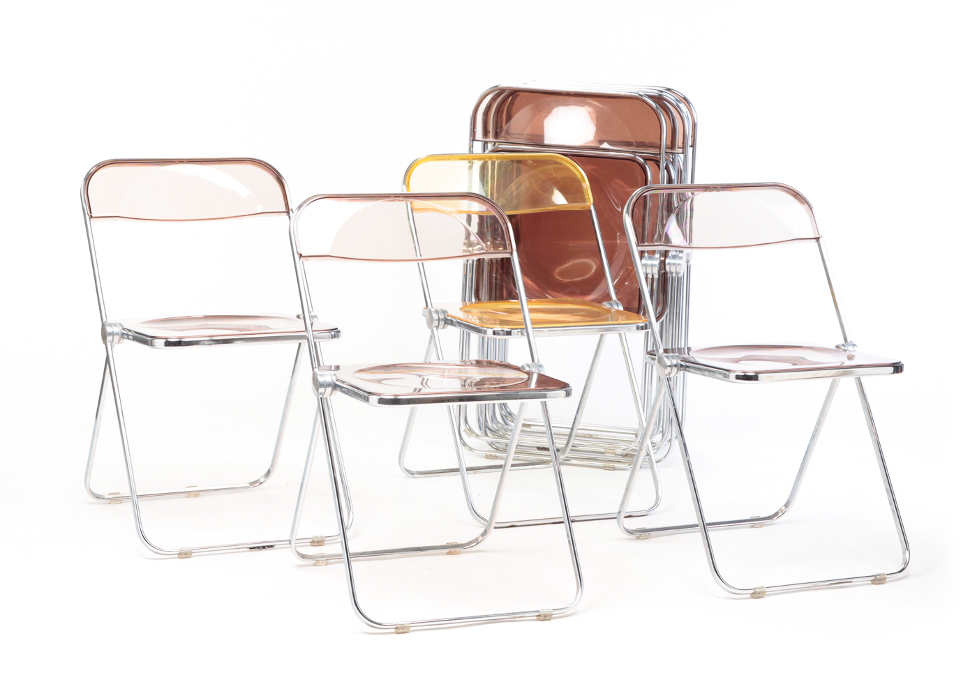 TEN MID CENTURY MODERN LUCITE FOLDING