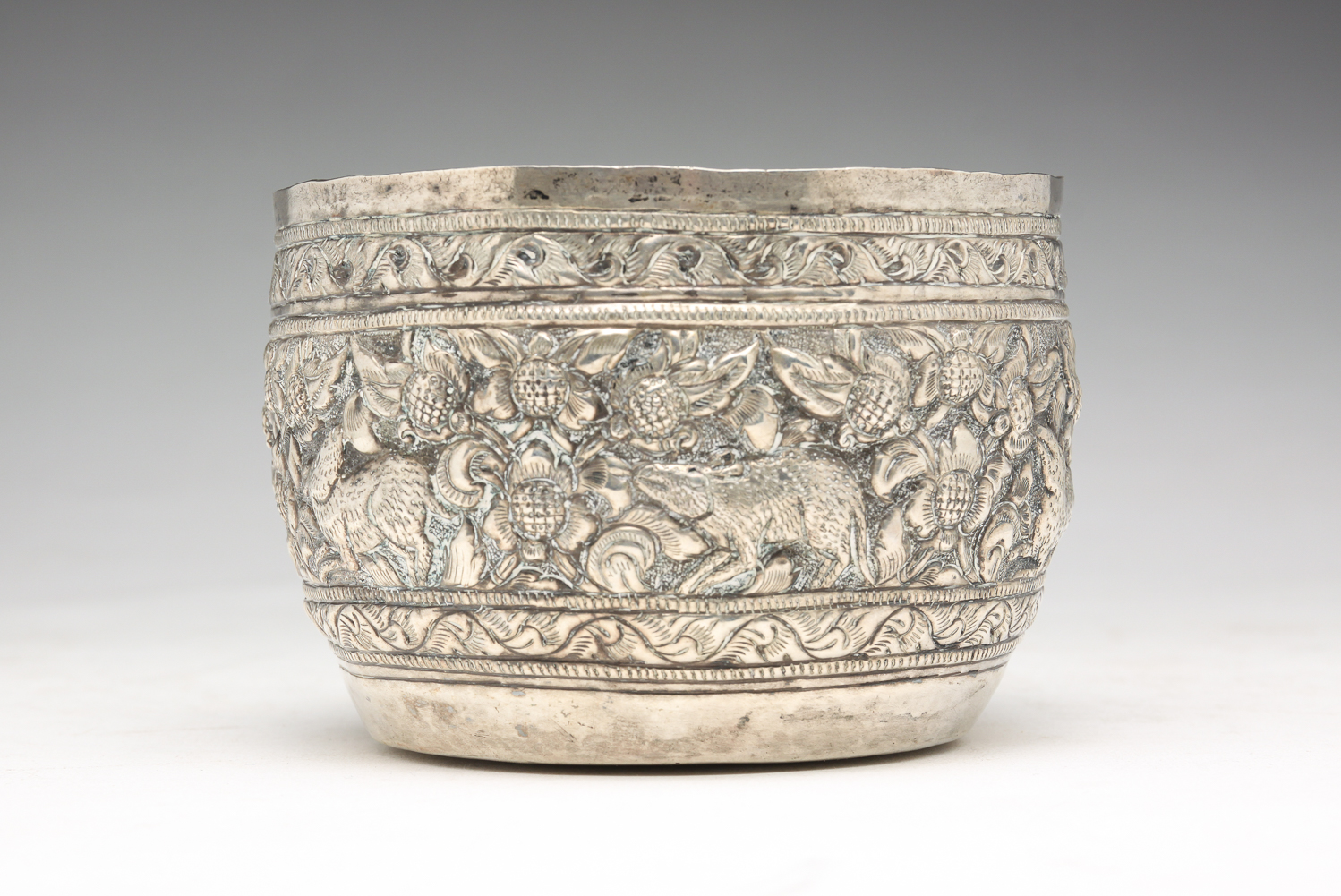 BURMESE SILVER BOWL. First half