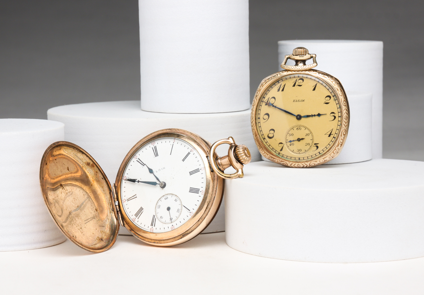 TWO AMERICAN ELGIN POCKET WATCHES.