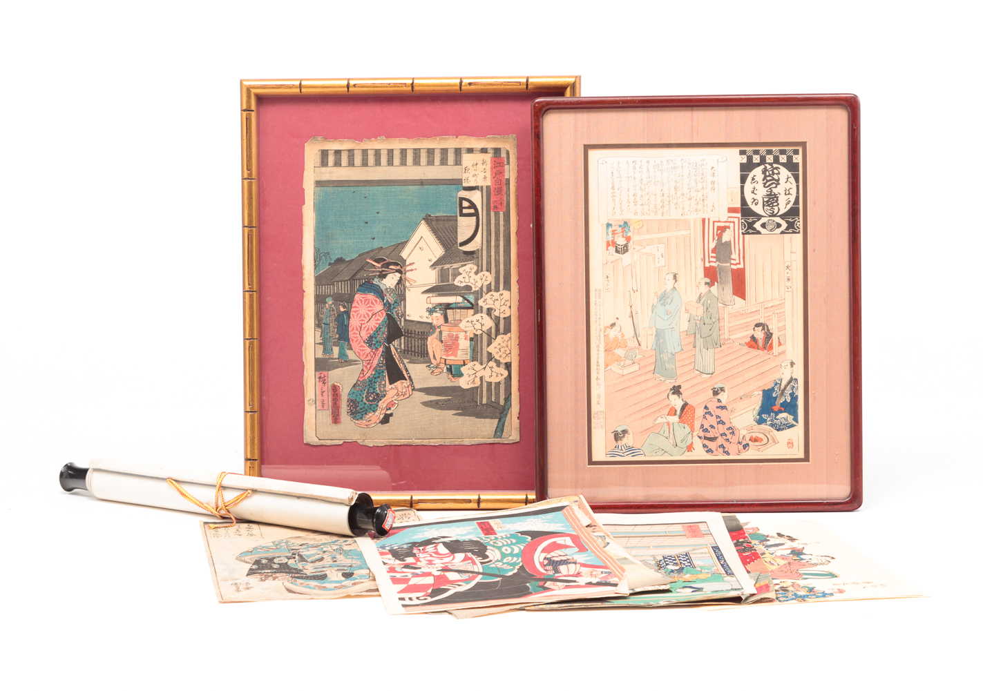 CHINESE SCROLL AND JAPANESE WOODBLOCK