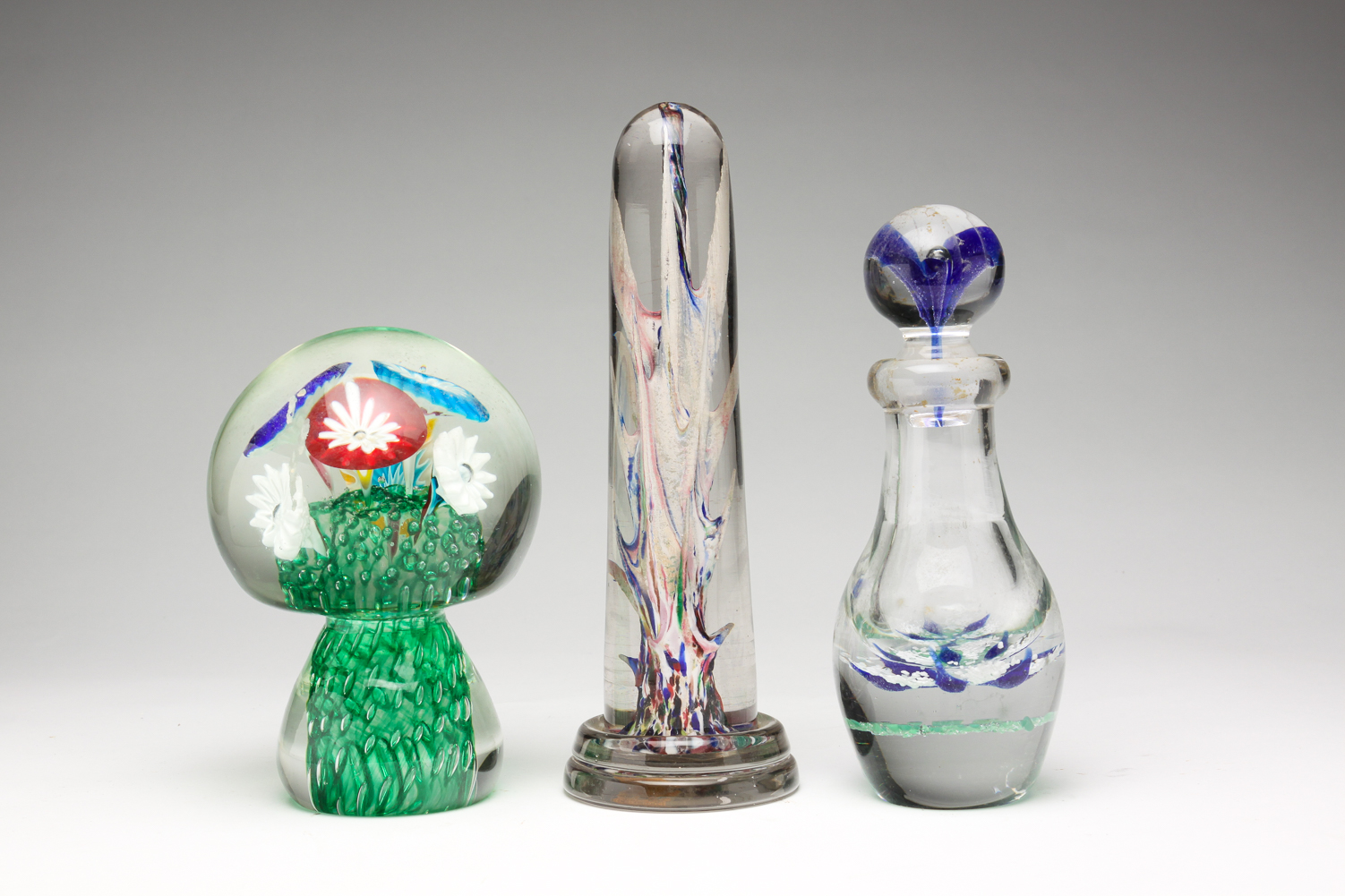 THREE PIECES OF ART GLASS. American,