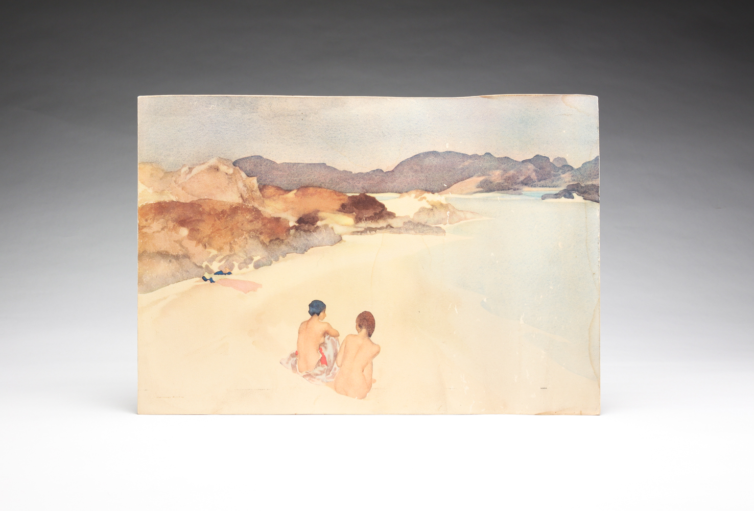 TWO WOMEN ON A BEACH PAINTING.