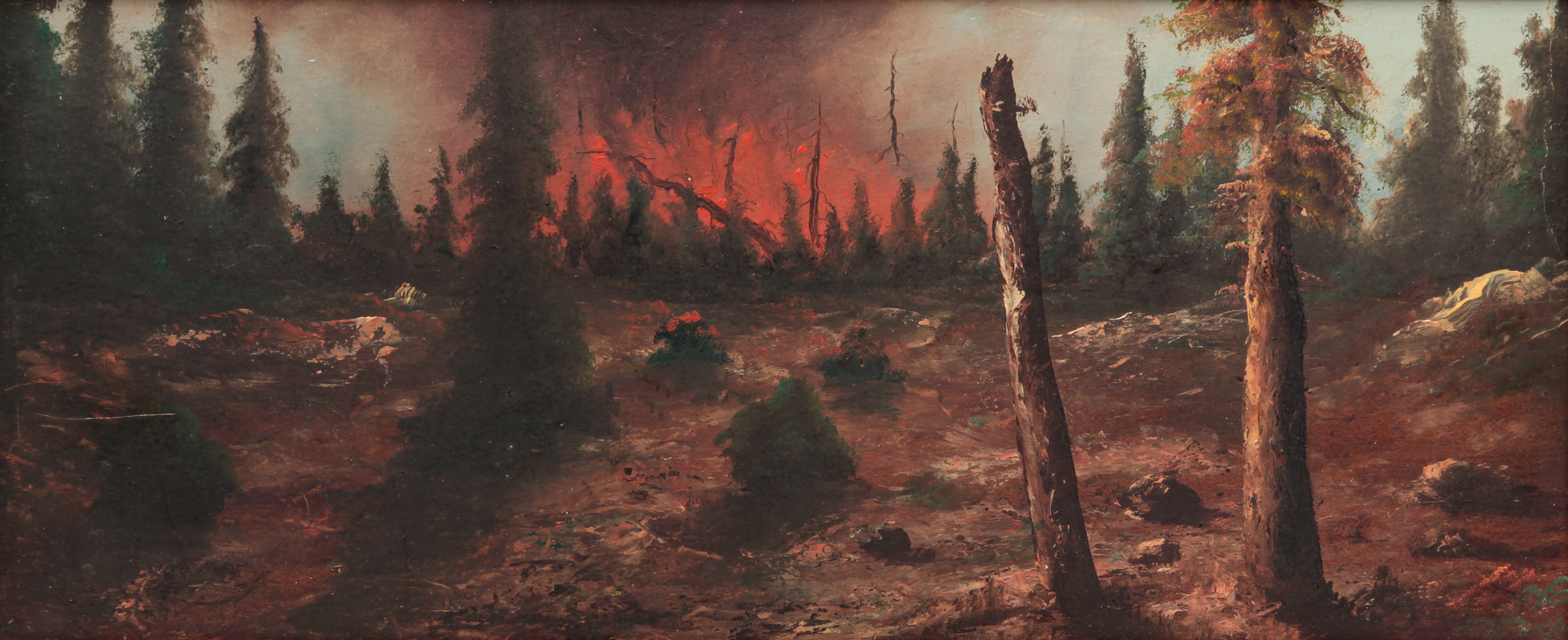 PAINTING OF A FOREST FIRE. American