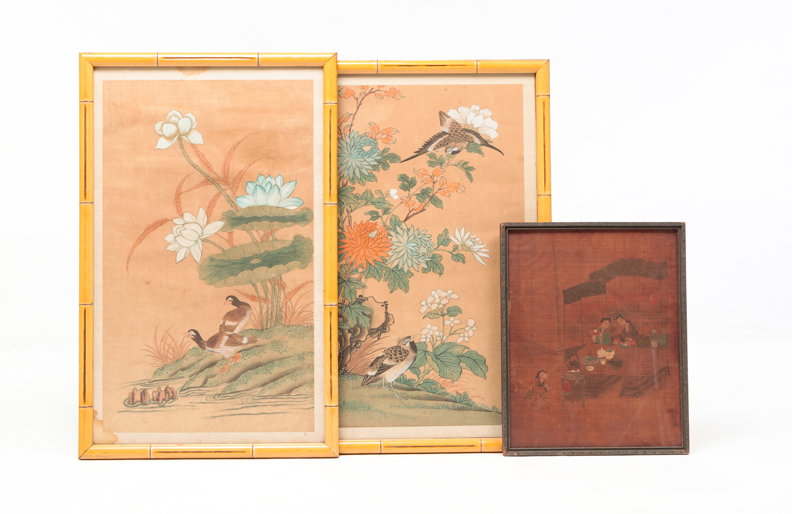 THREE CHINESE PAINTINGS. Late 19th-20th