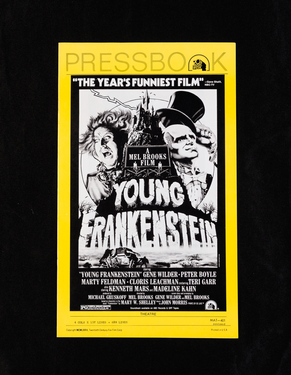YOUNG FRANKENTSTEIN PRESS BOOK. 20th